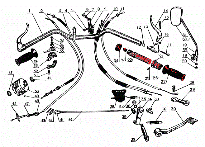 cj750 m72 handlebar bar assembly